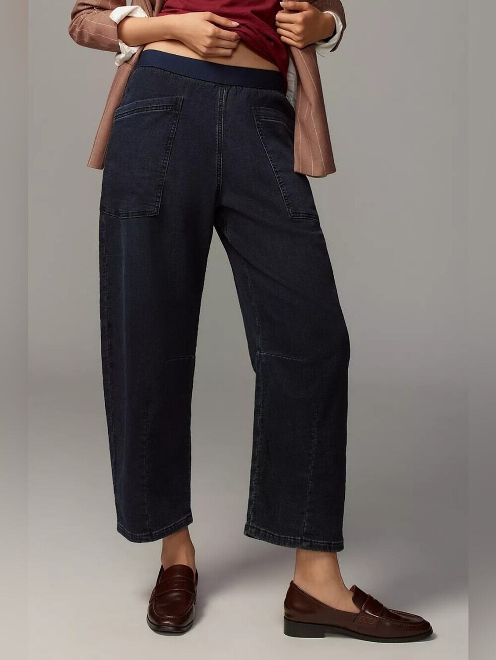 Anthropologie Pilcro Pull-On Mid-Rise Tapered Denim-Knit Jeans Medium
